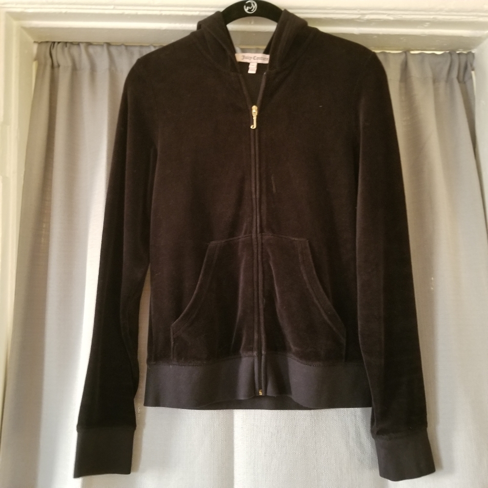Juicy Couture Black Velvet Hoodie Jacket